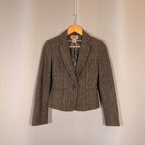 Aoyama Collection Herringbone Cropped Blazer – Size S – Tailored Vintage Jacket